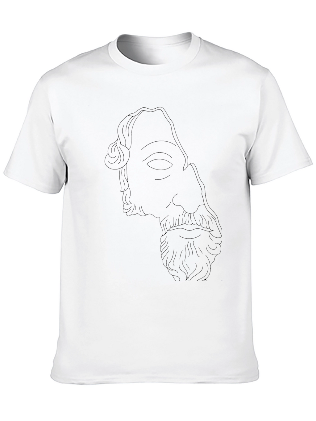 Mens Black T-Shirt with Ancient Bust Outline