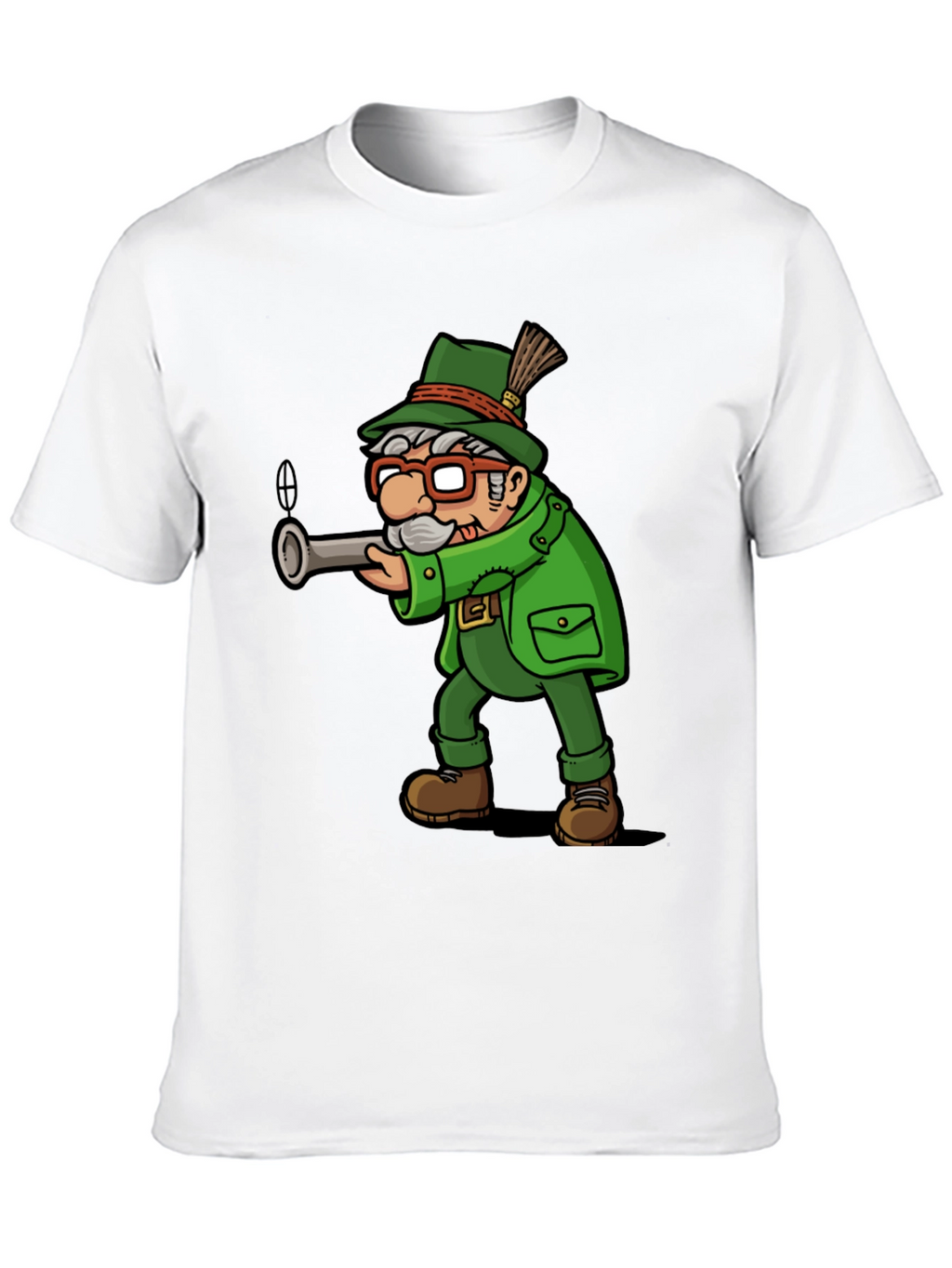 Cartoon Hunter Graphic Tee - Black Cotton Blend
