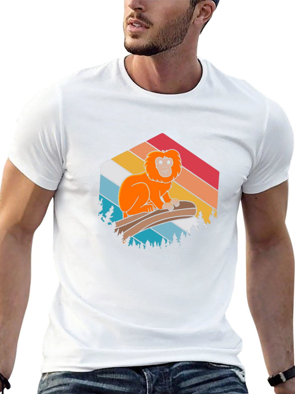 Golden Lion Tamarin Retro Style T-Shirt