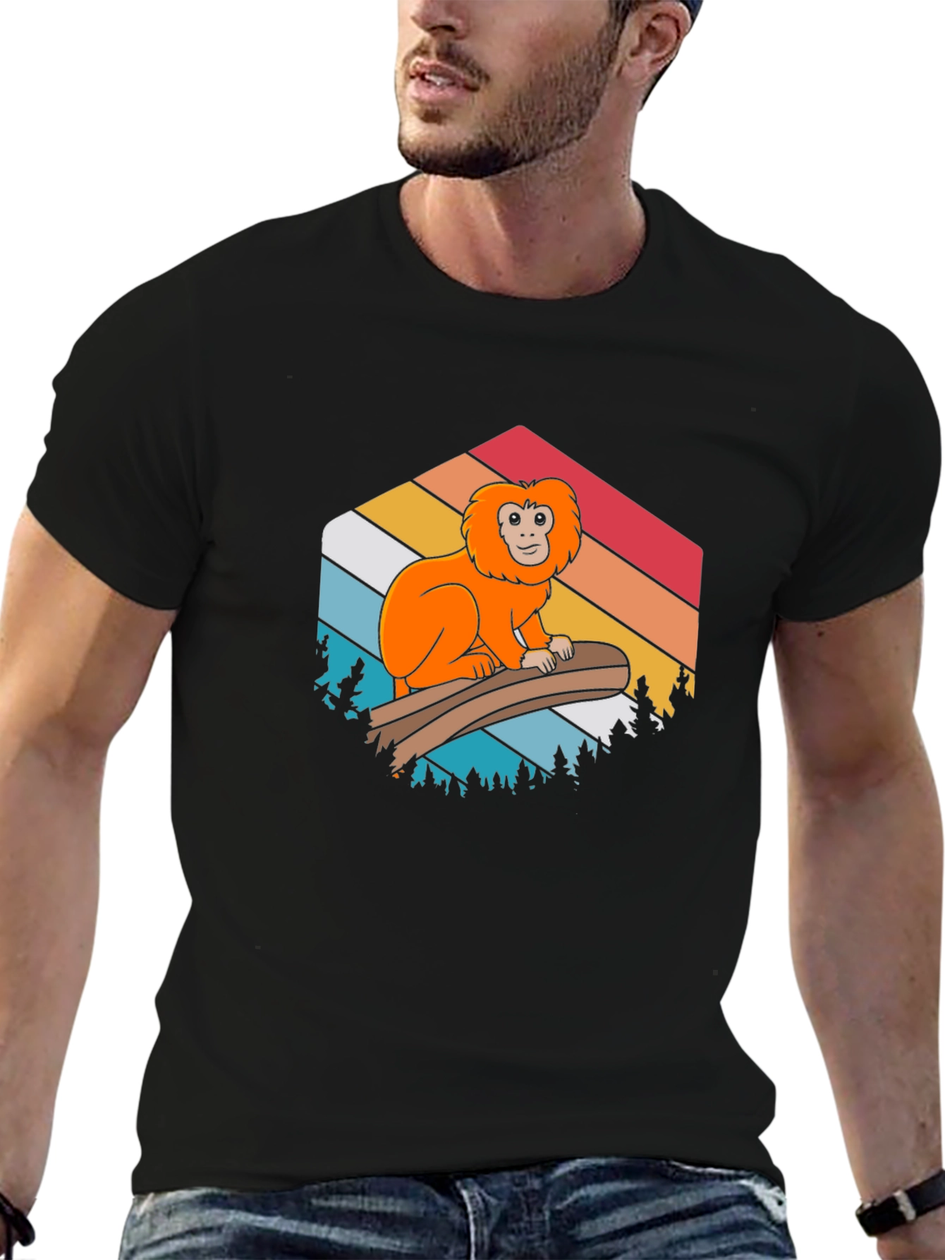 Golden Lion Tamarin Retro Style T-Shirt
