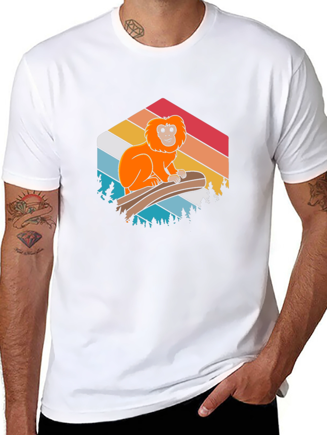 Golden Lion Tamarin Retro Style T-Shirt