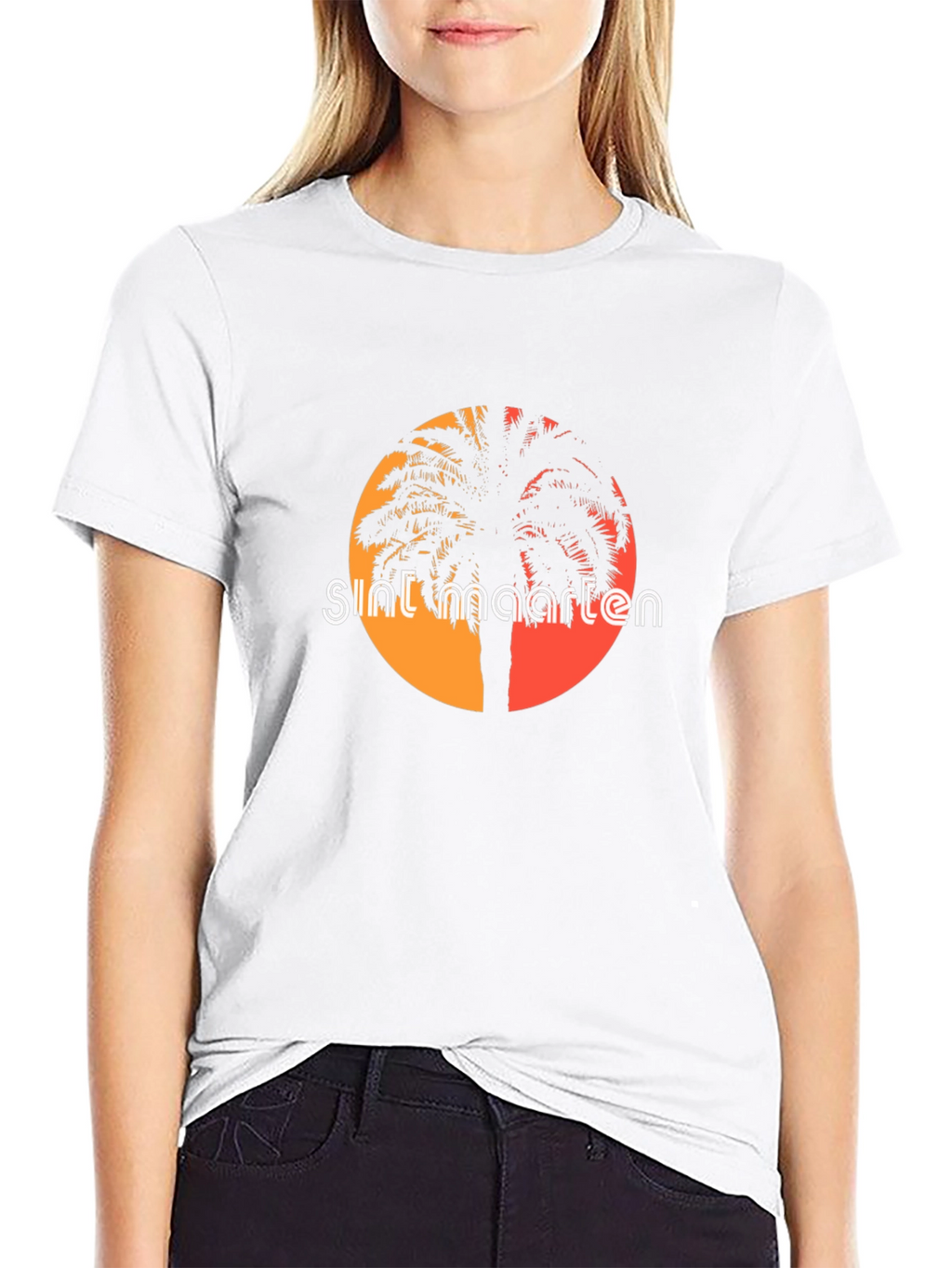 Sint Maarten Palm Tee - Island Sunset Vibes