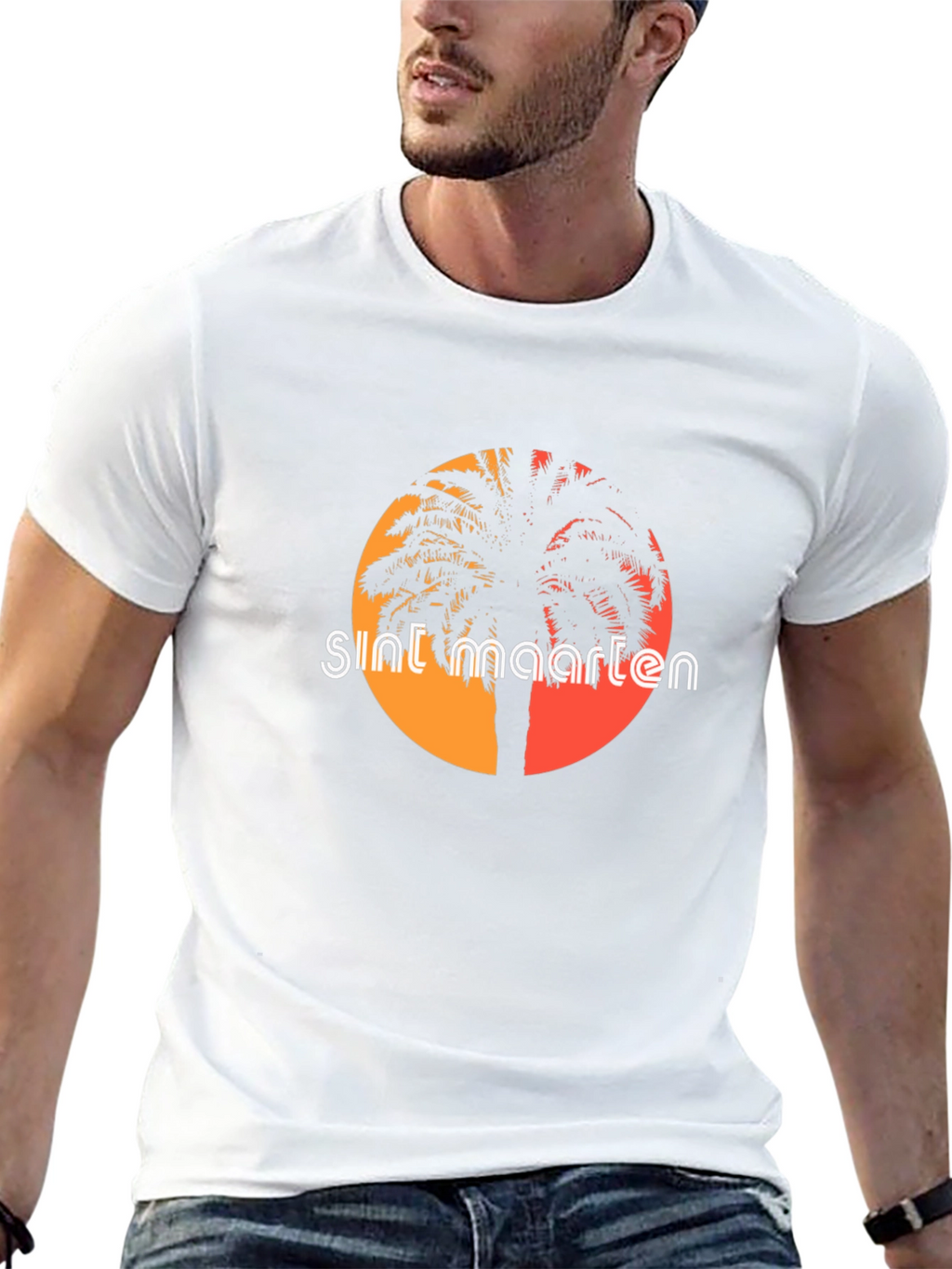 Sint Maarten Palm Tee - Island Sunset Vibes