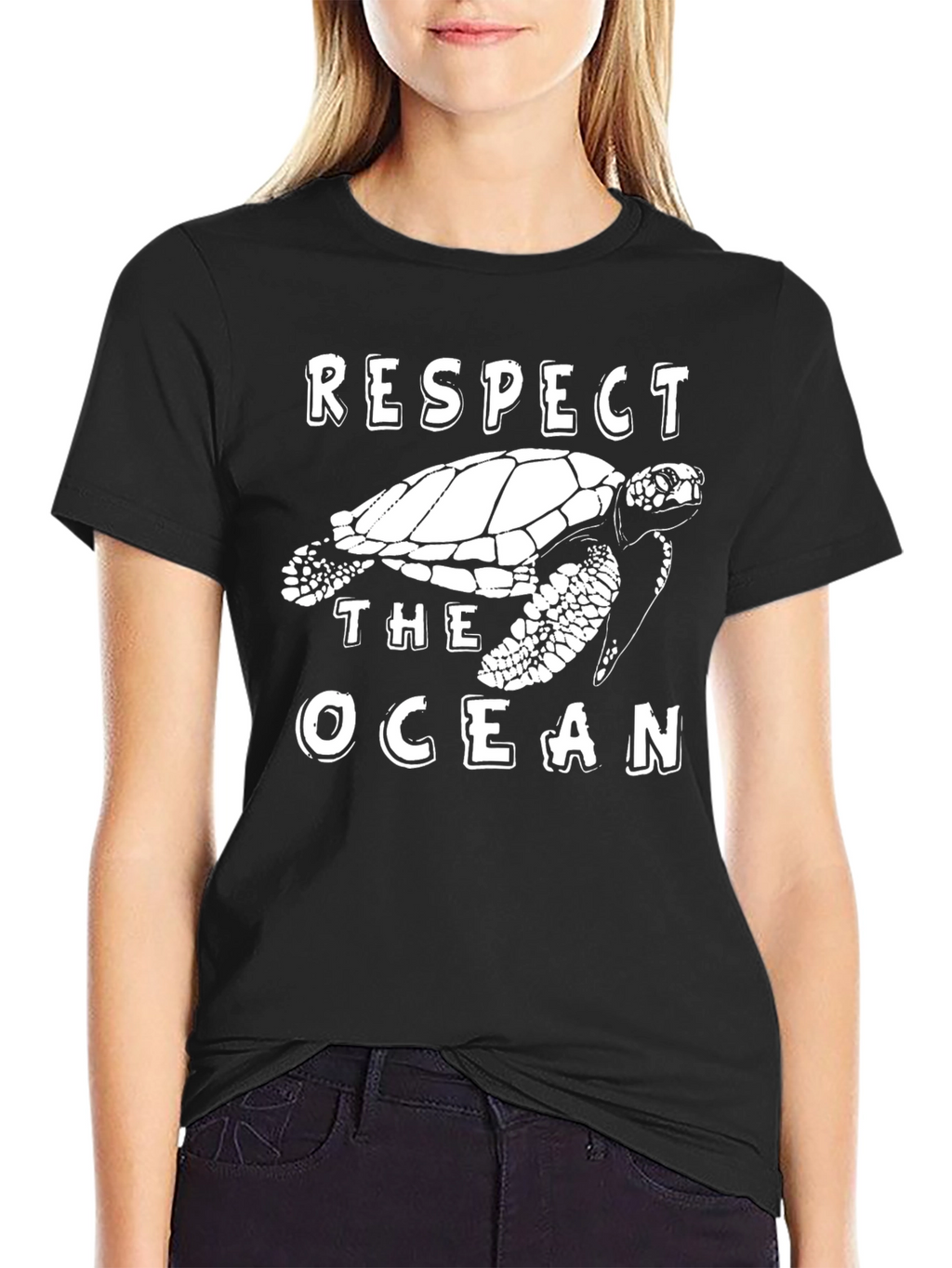 Respect The Ocean Turtle Graphic T-Shirt