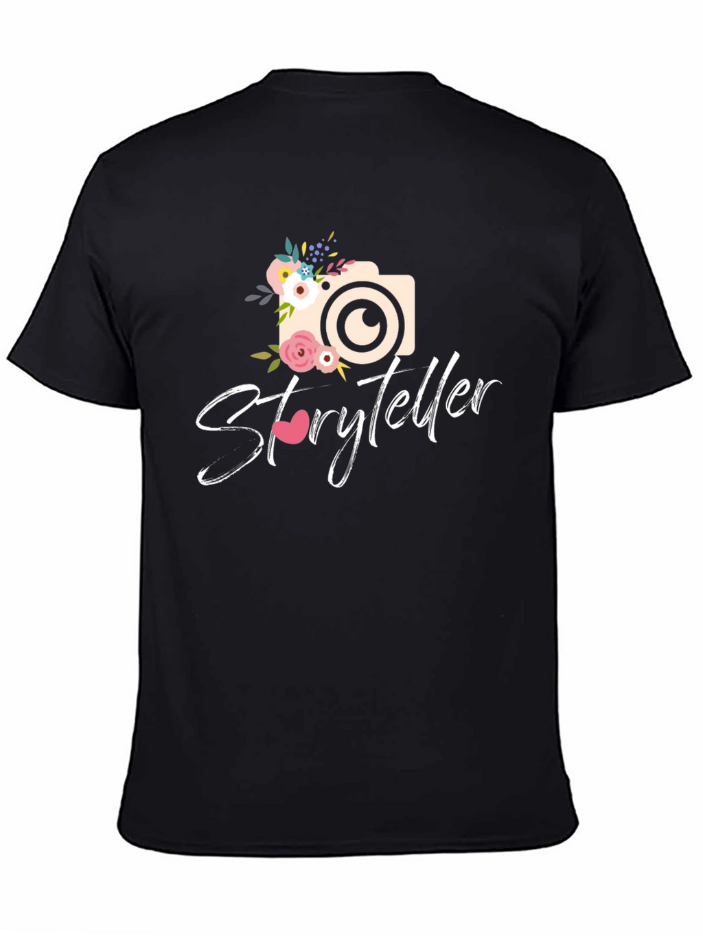 Storyteller Camera Floral Graphic Tee - Black