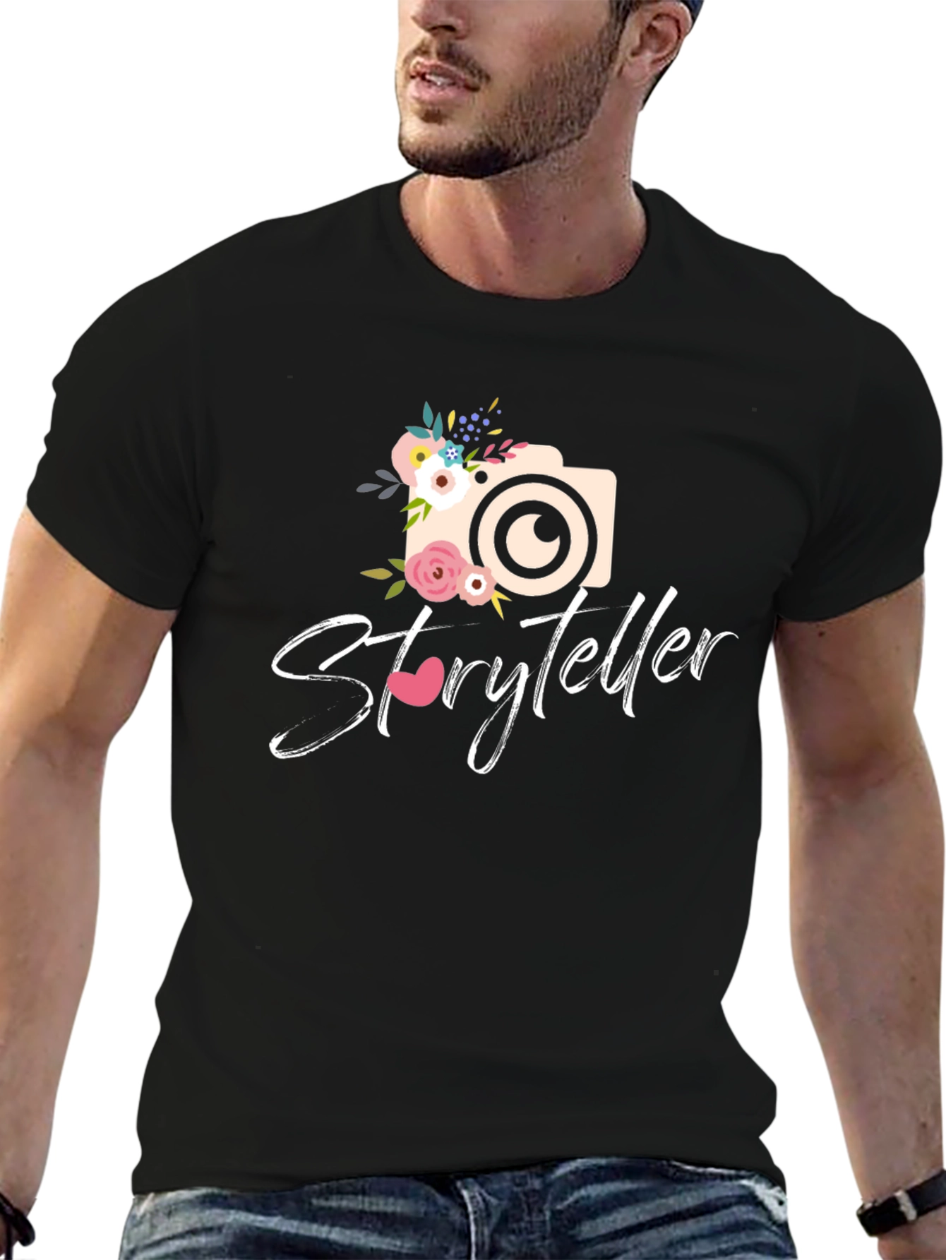 Storyteller Camera Floral Graphic Tee - Black
