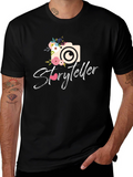 Storyteller Camera Floral Graphic Tee - Black