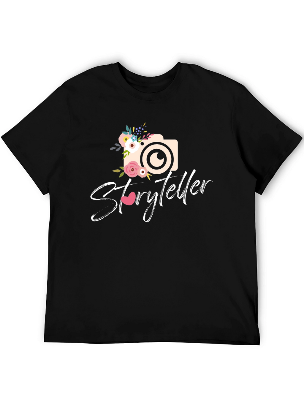 Storyteller Camera Floral Graphic Tee - Black