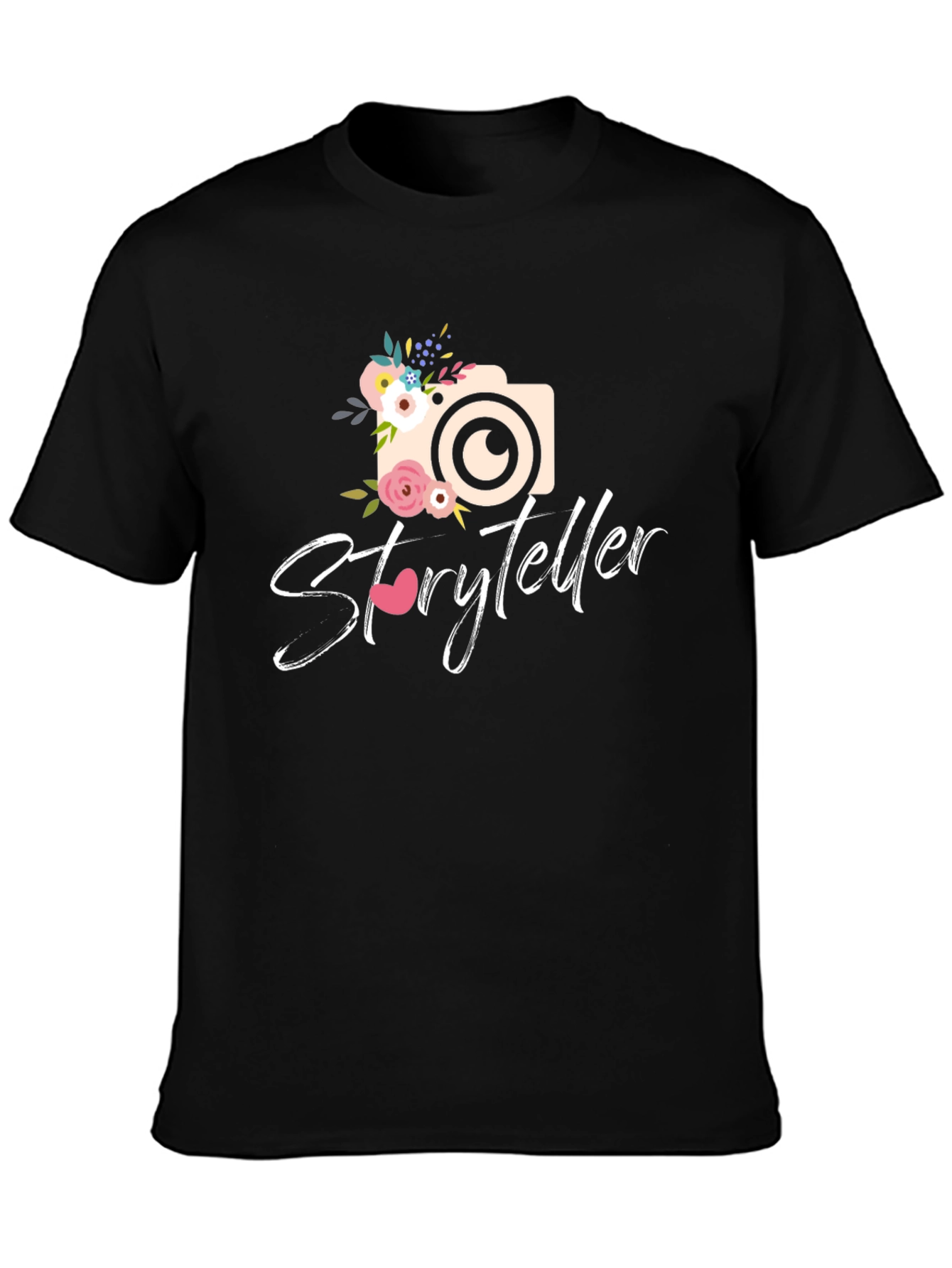 Storyteller Camera Floral Graphic Tee - Black