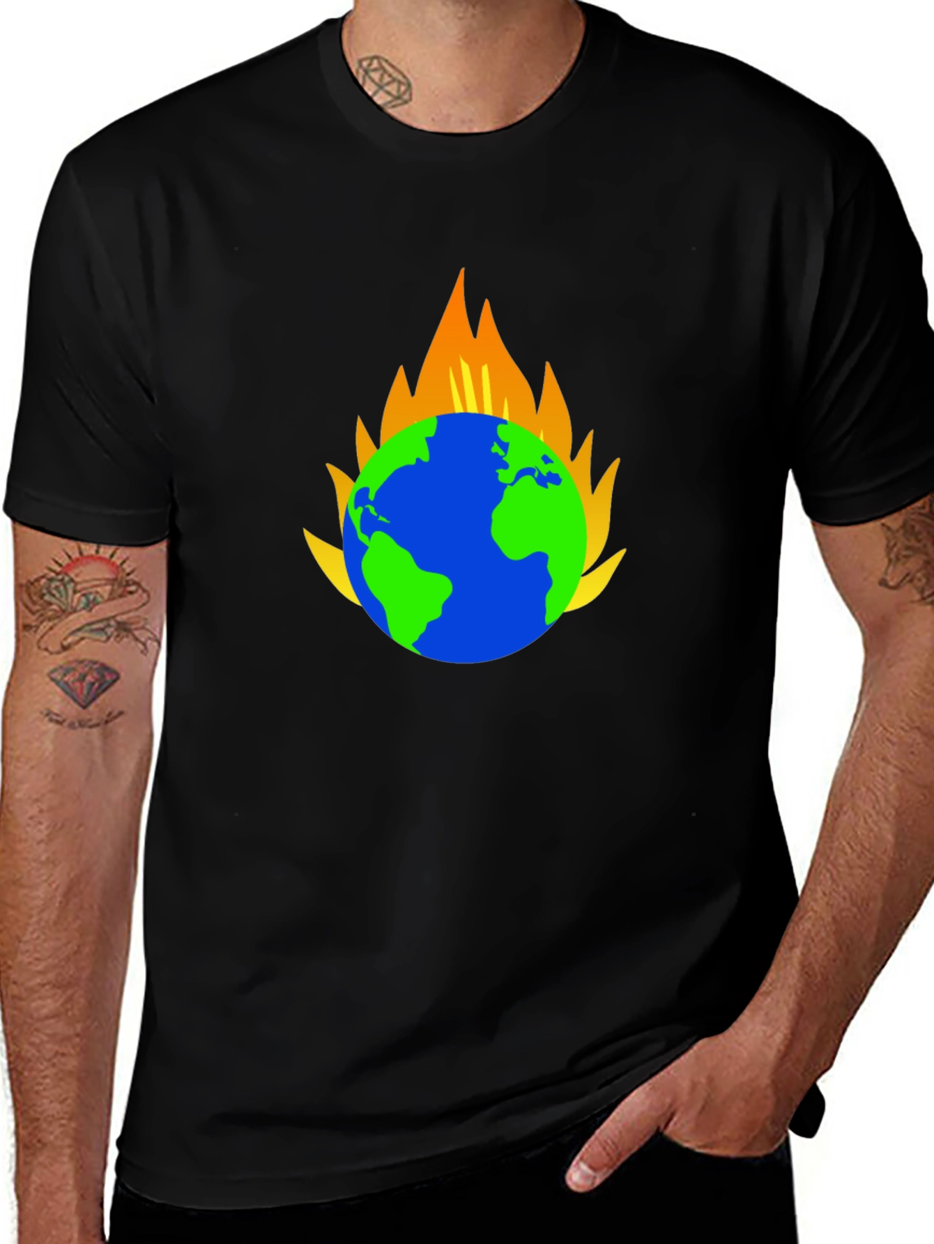 Earth on Fire Graphic T-Shirt - Black