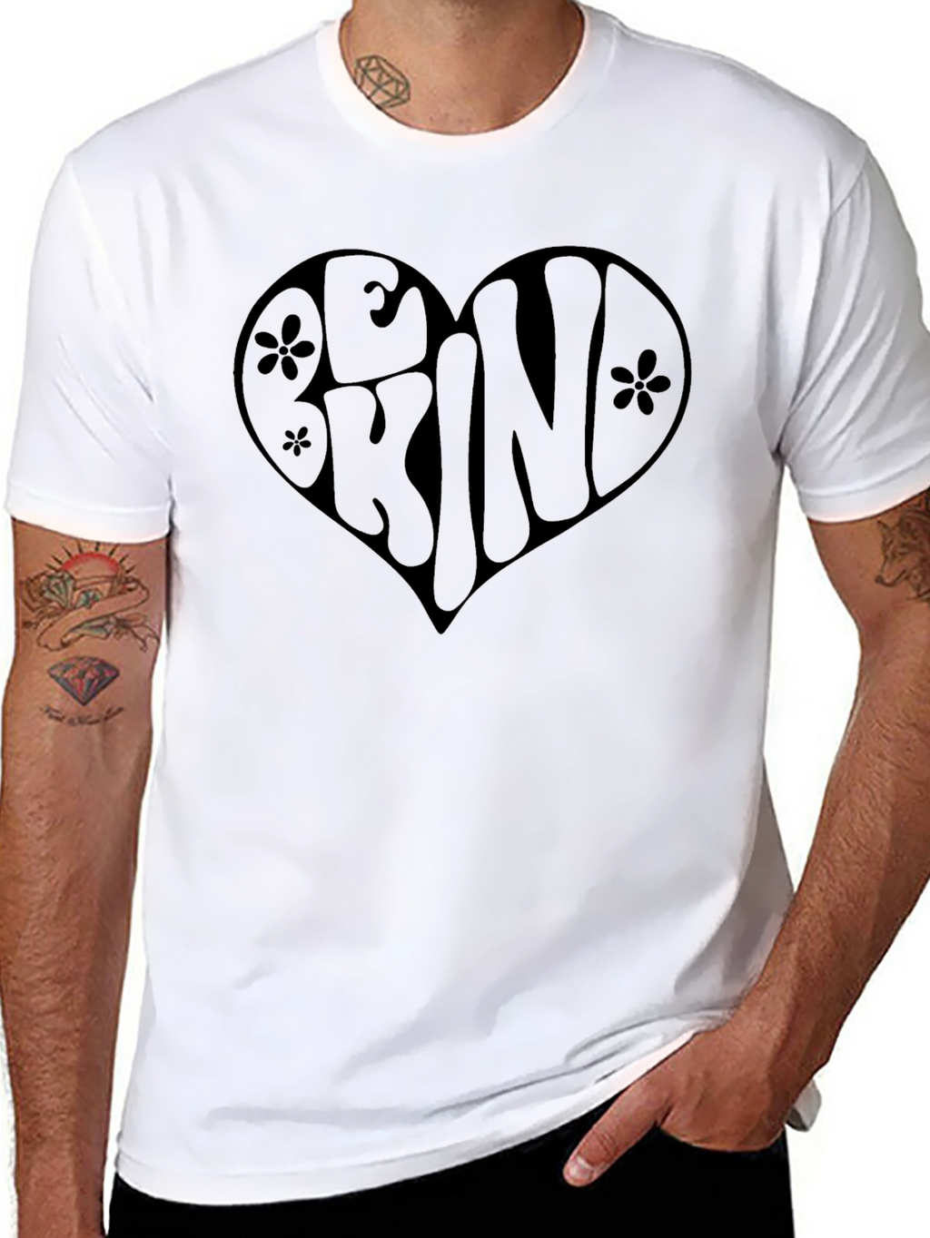 Be Kind Heart Graphic Tee - Black