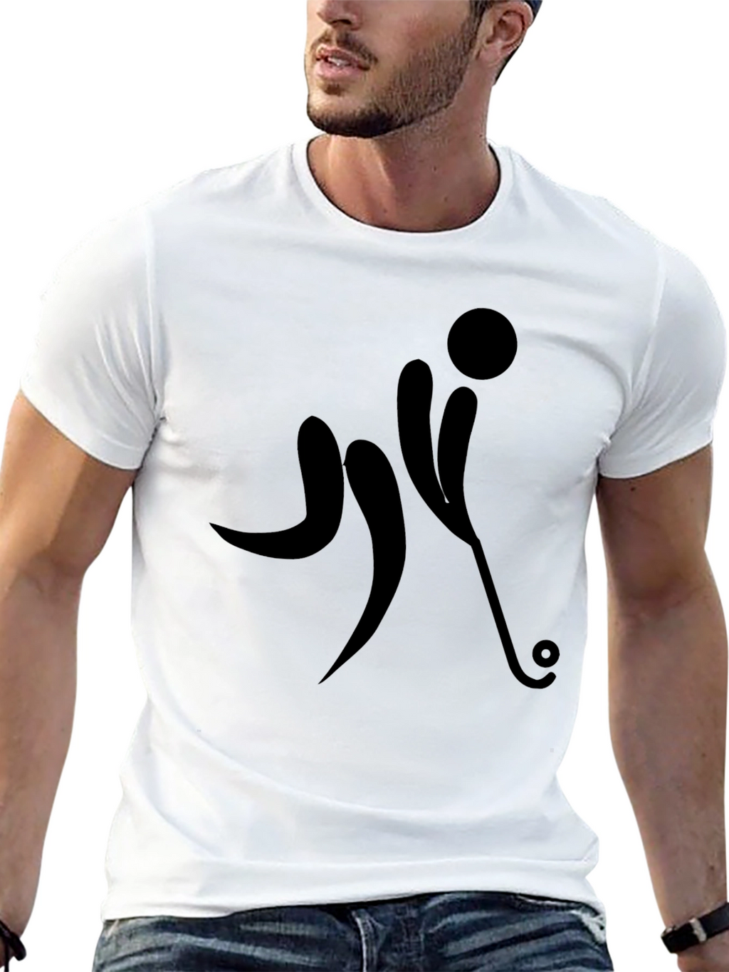 Black Hockey Player Graphic T-Shirt
