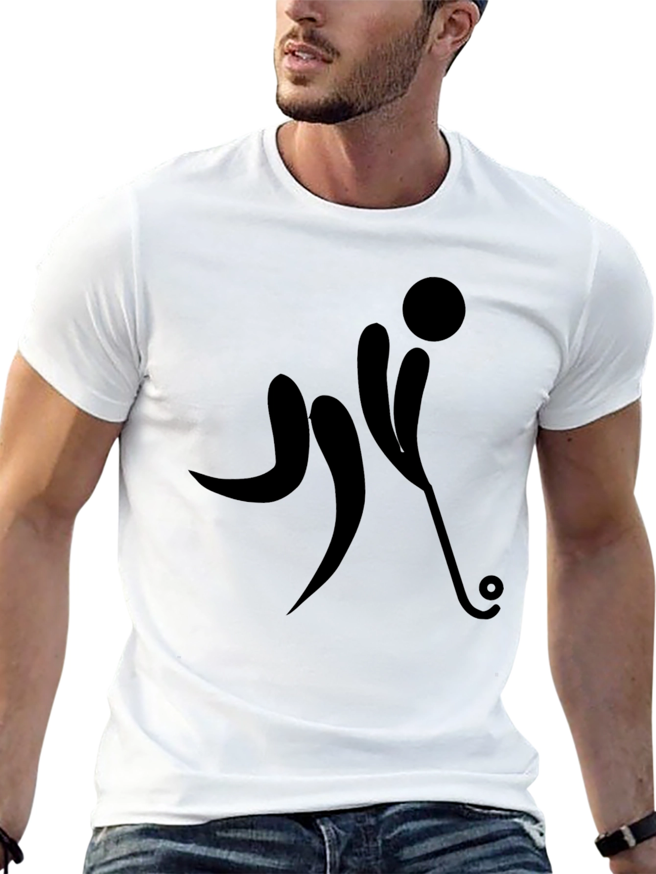 Black Hockey Player Graphic T-Shirt