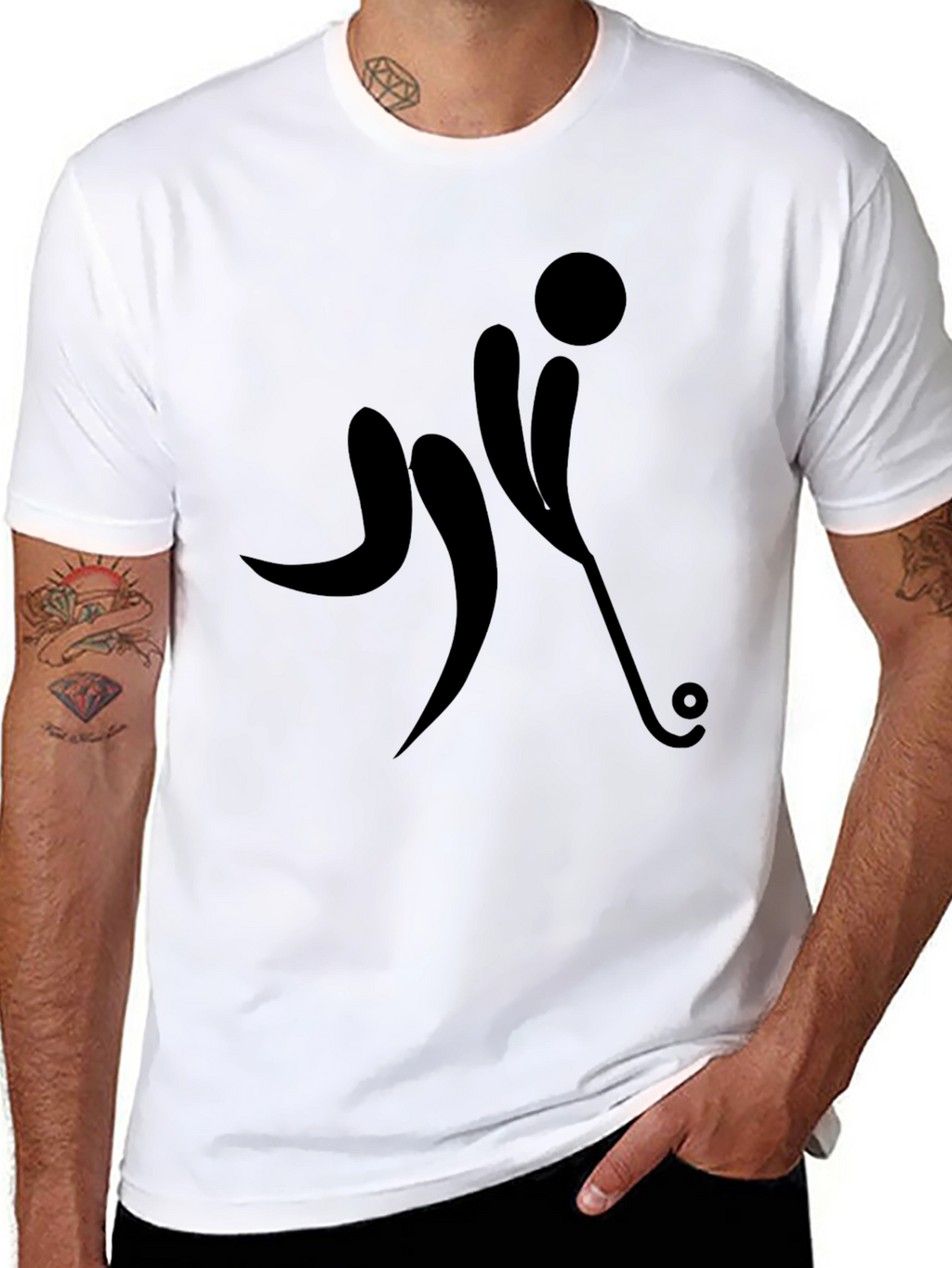 Black Hockey Player Graphic T-Shirt