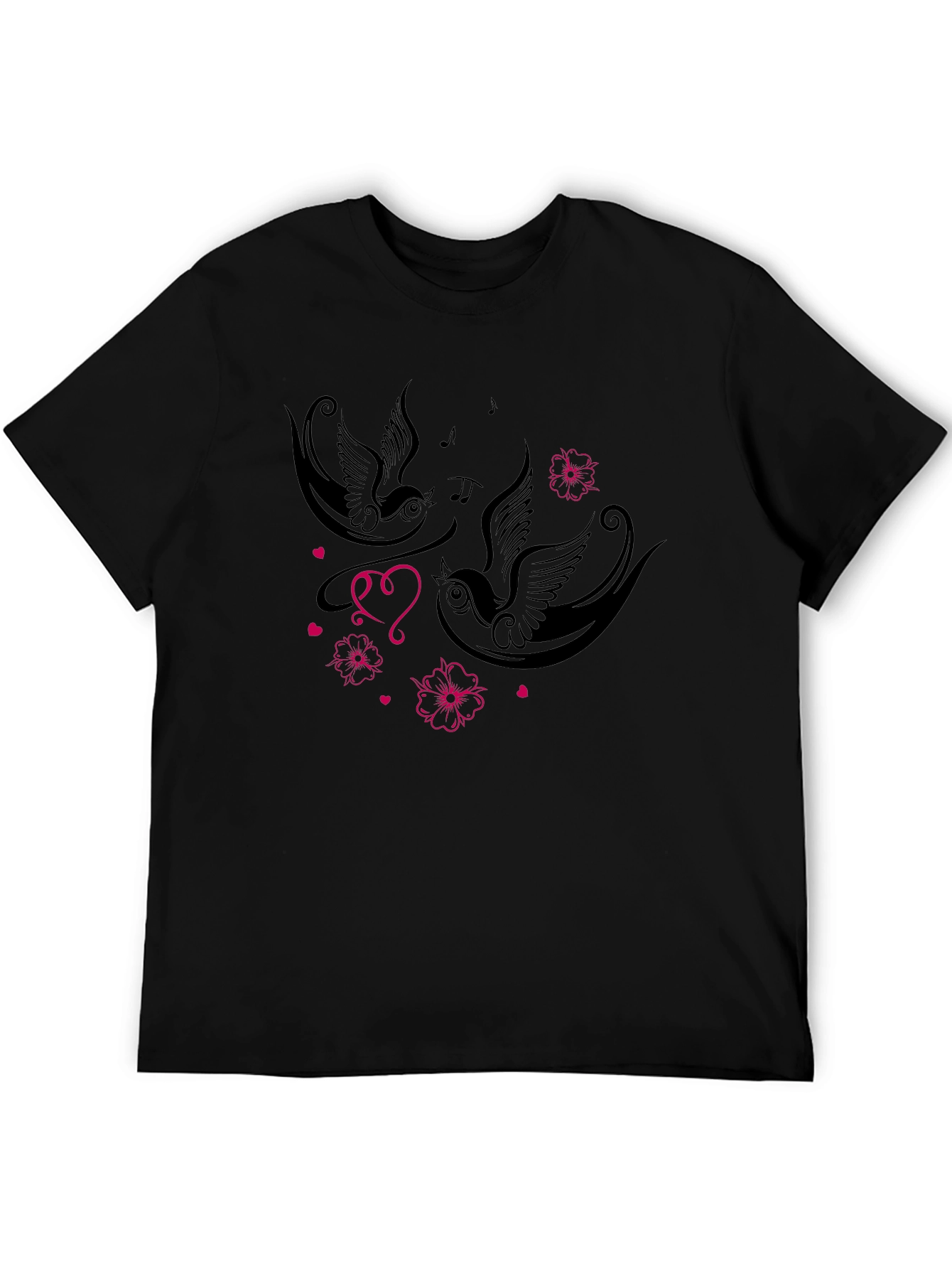 Swallows & Hearts Graphic Tee - Romantic Style