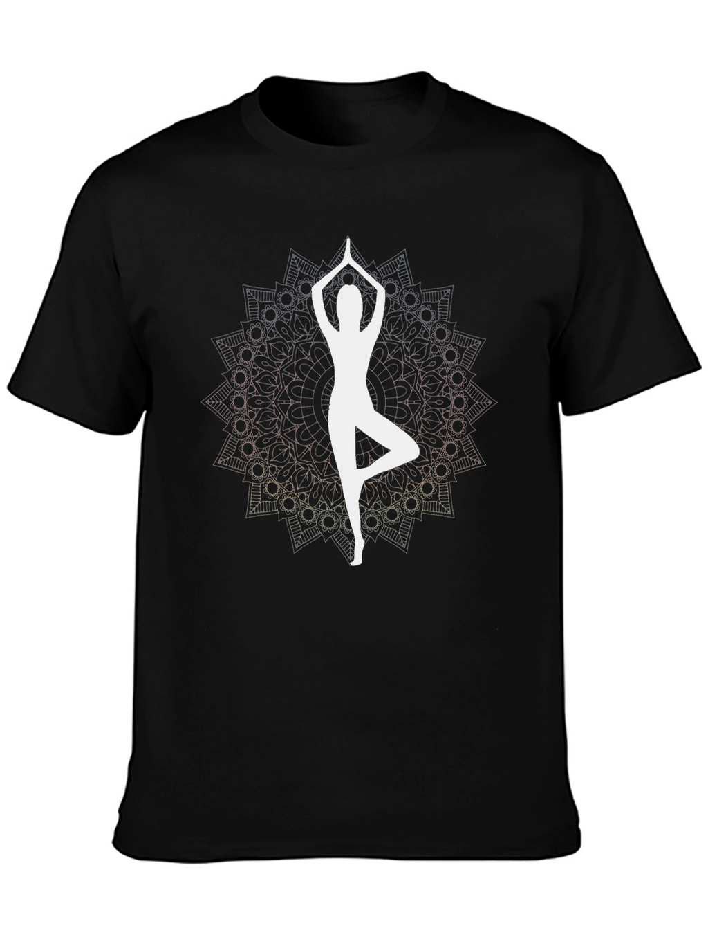 Yoga Mandala Black T-Shirt - Meditative Design