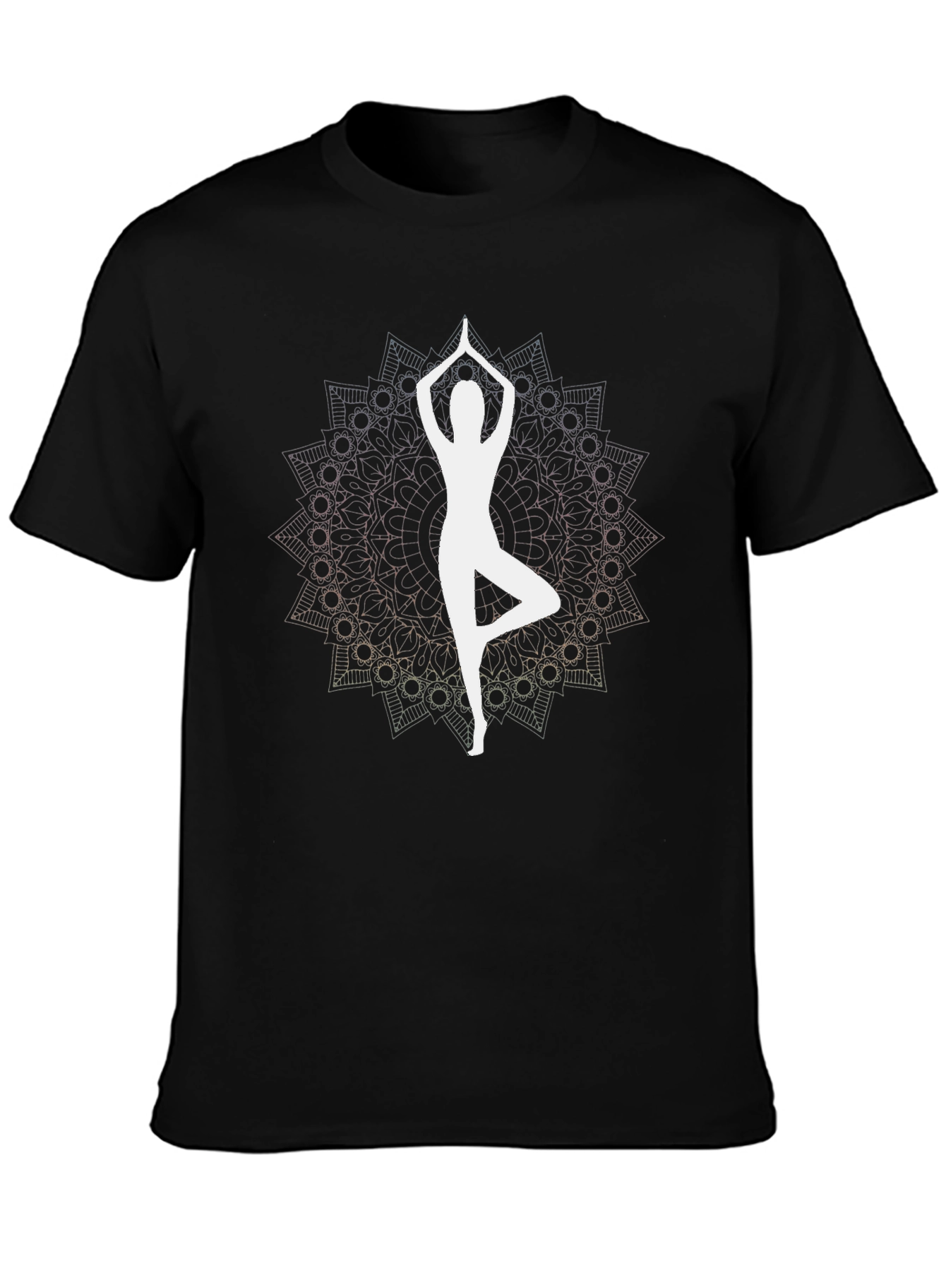 Yoga Mandala Black T-Shirt - Meditative Design