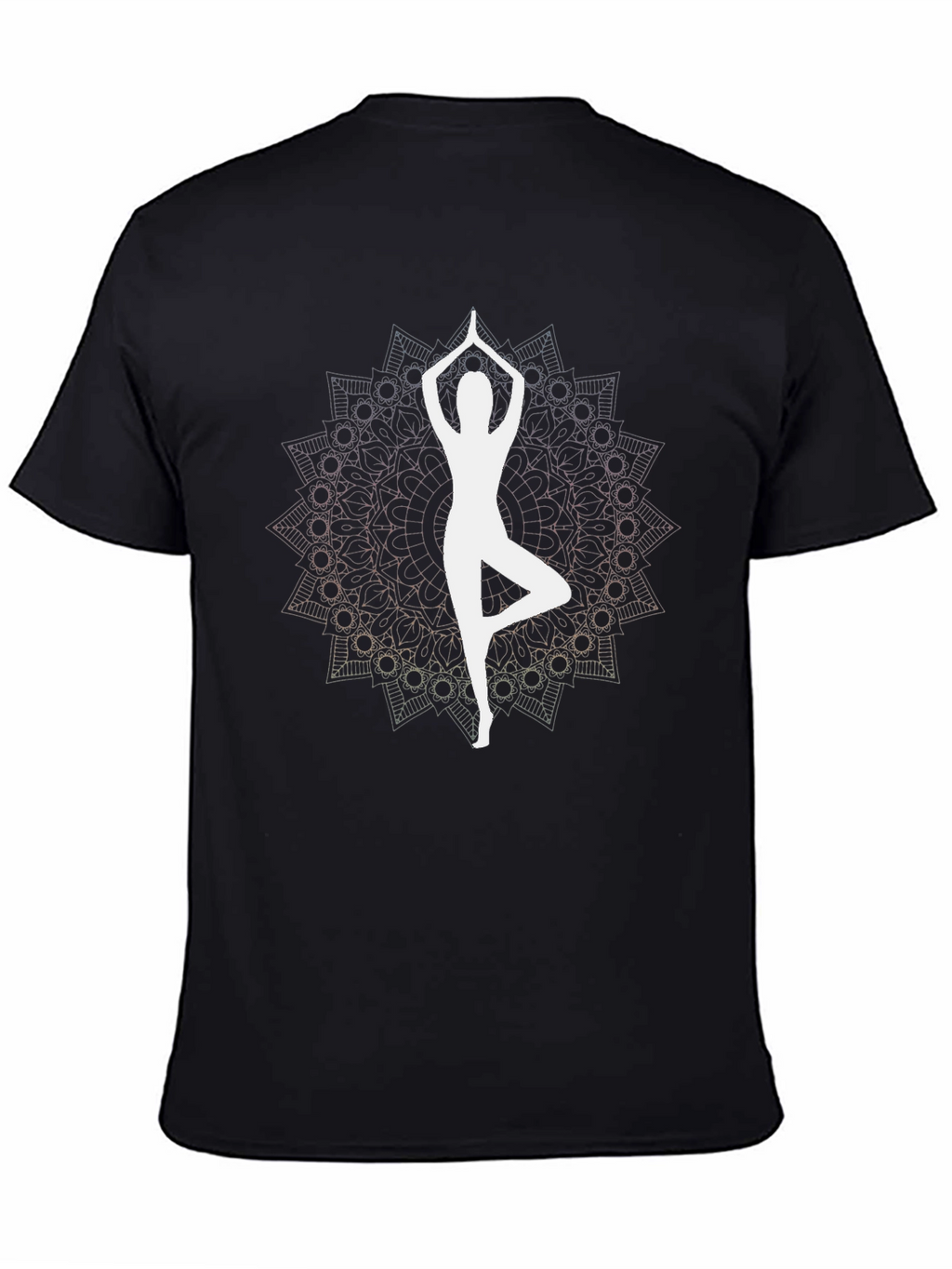 Yoga Mandala Black T-Shirt - Meditative Design