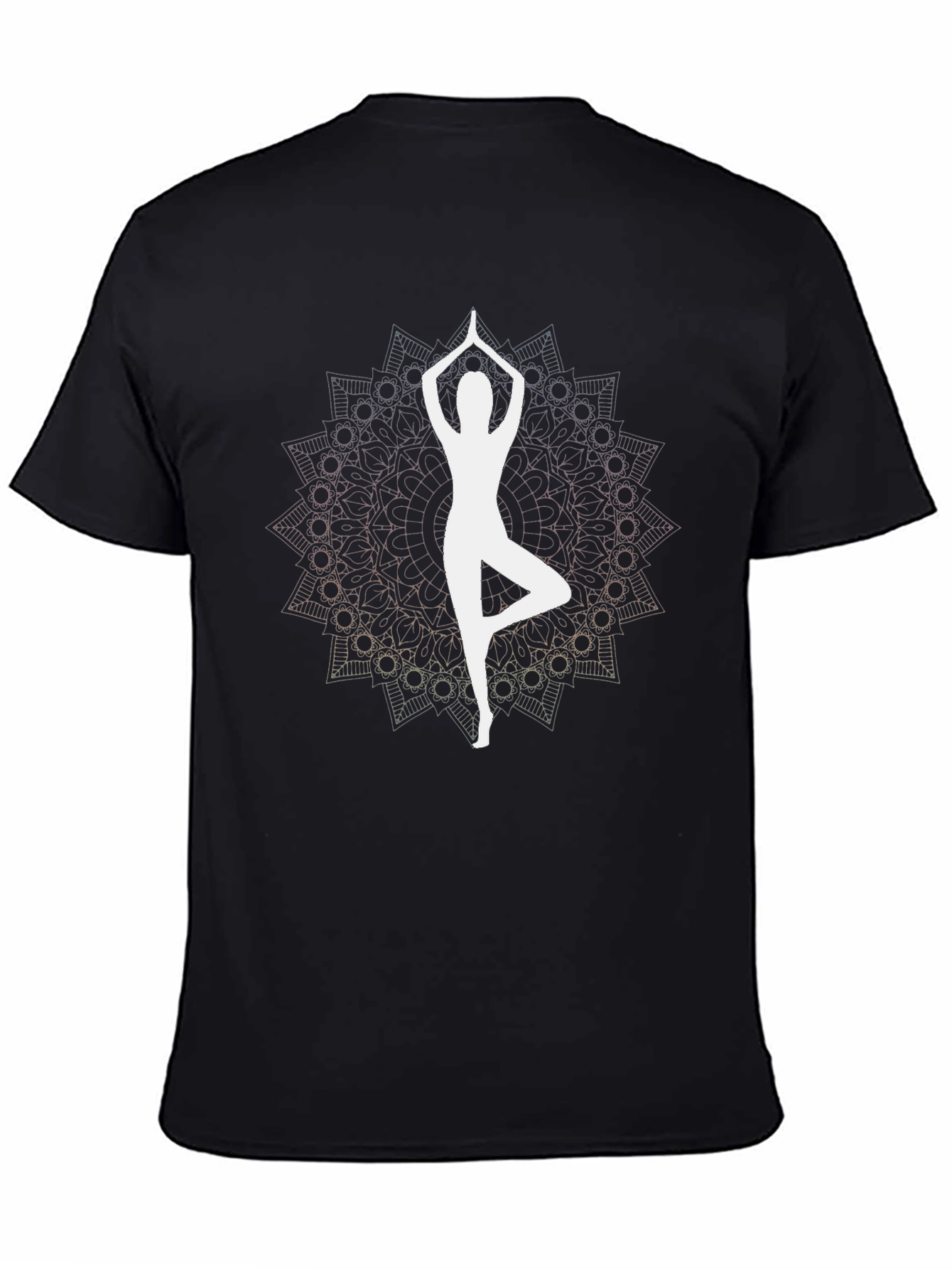Yoga Mandala Black T-Shirt - Meditative Design