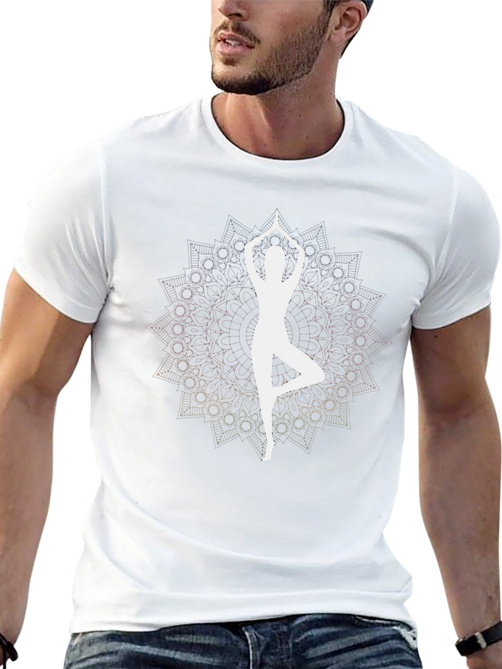 Yoga Mandala Black T-Shirt - Meditative Design