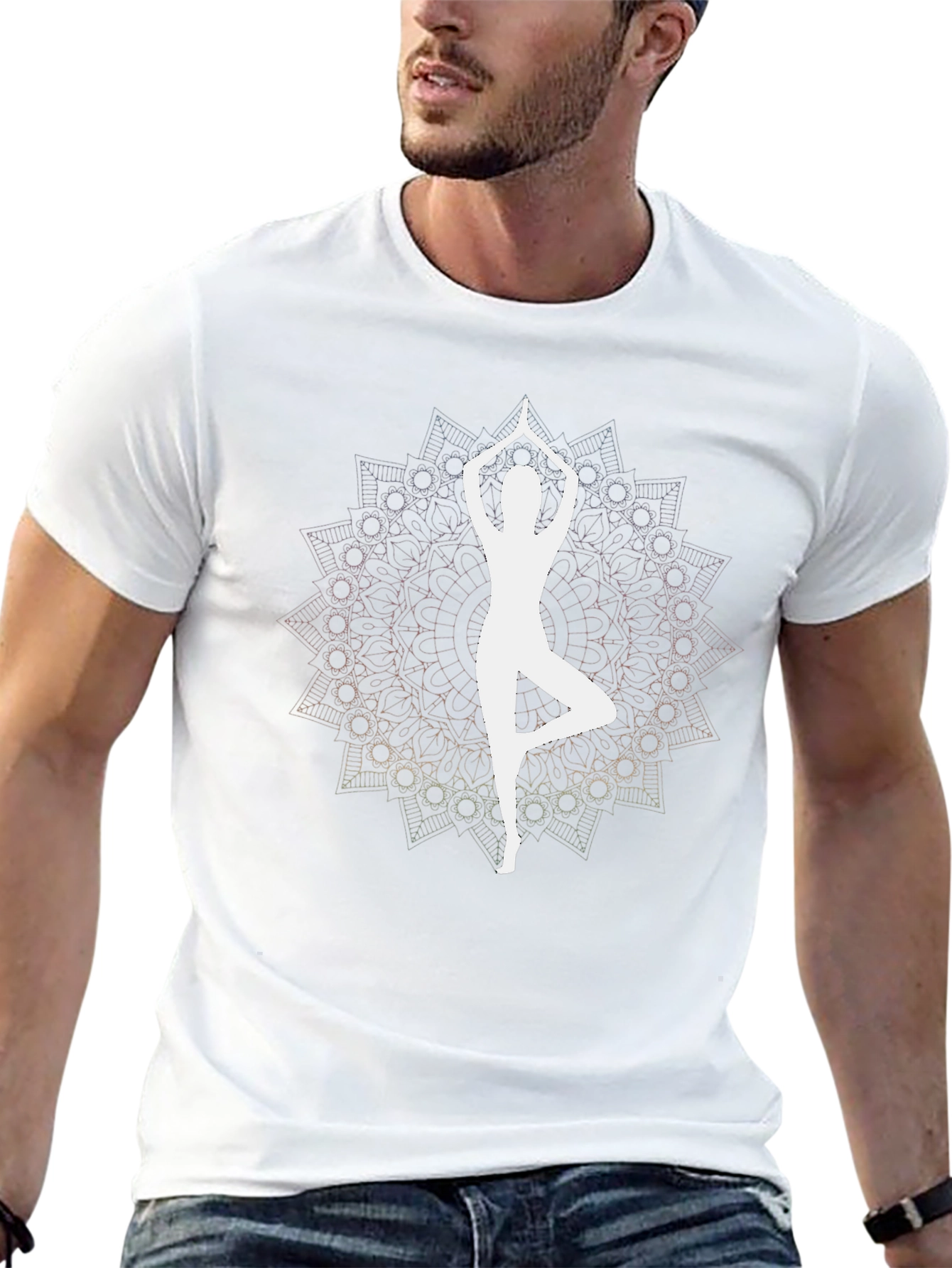 Yoga Mandala Black T-Shirt - Meditative Design