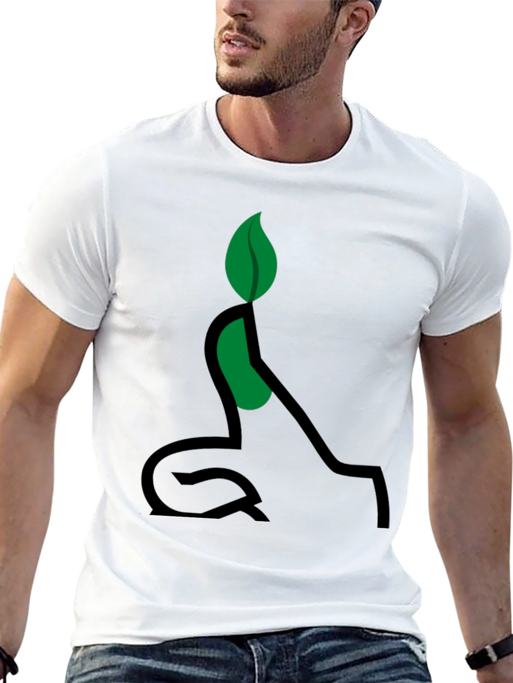 Eco-Friendly Plant Yoga T-Shirt - Black