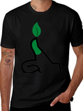 Eco-Friendly Plant Yoga T-Shirt - Black