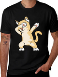 Dabbing Cat Graphic Tee - Unisex Black T-Shirt