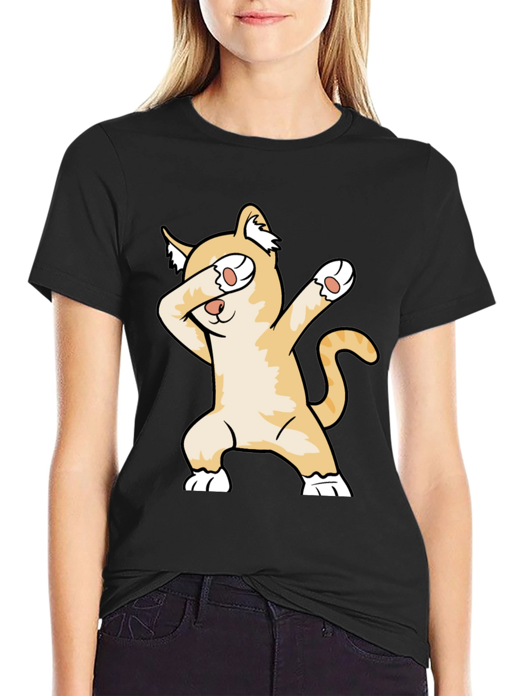 Dabbing Cat Graphic Tee - Unisex Black T-Shirt