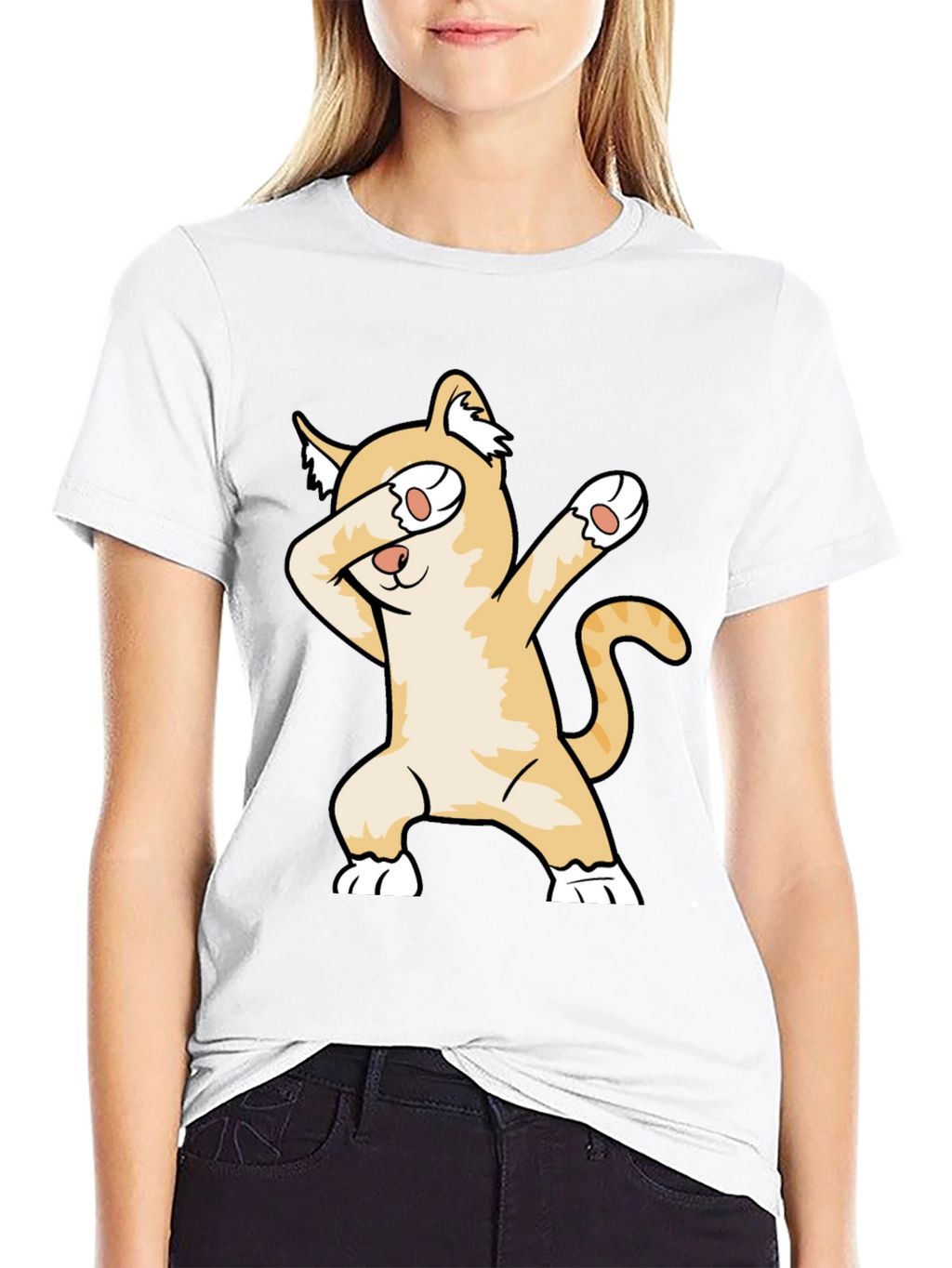 Dabbing Cat Graphic Tee - Unisex Black T-Shirt