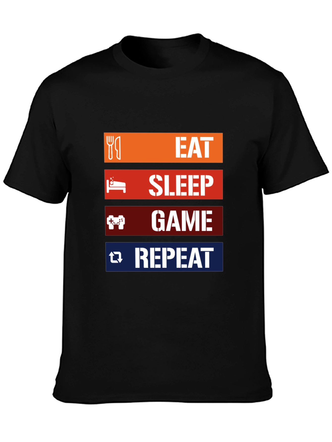 Eat Sleep Game Repeat Black T-Shirt