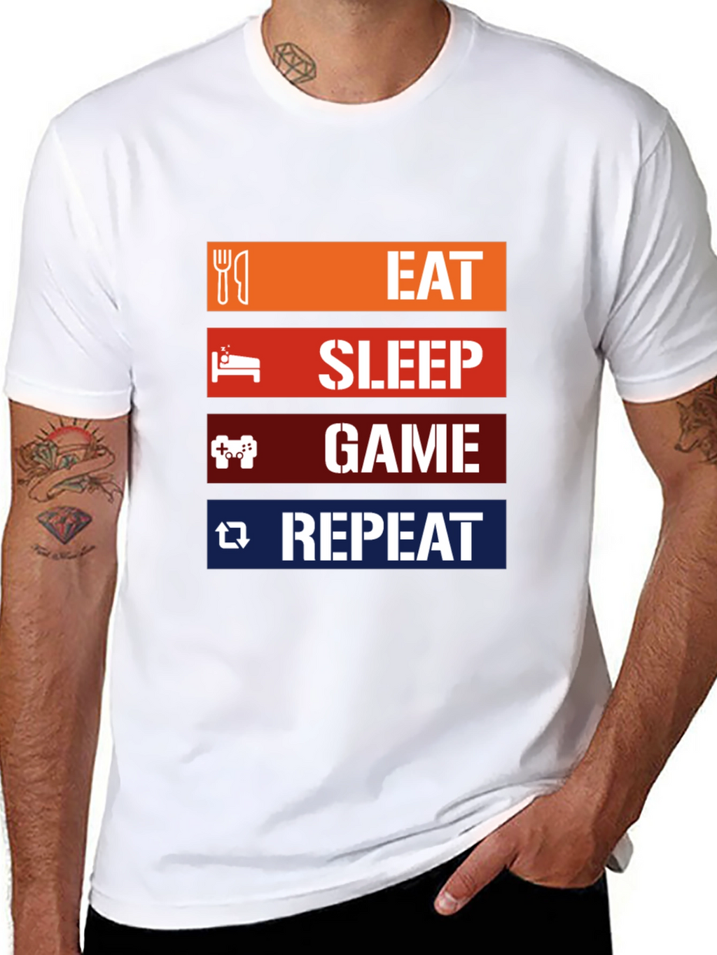 Eat Sleep Game Repeat Black T-Shirt