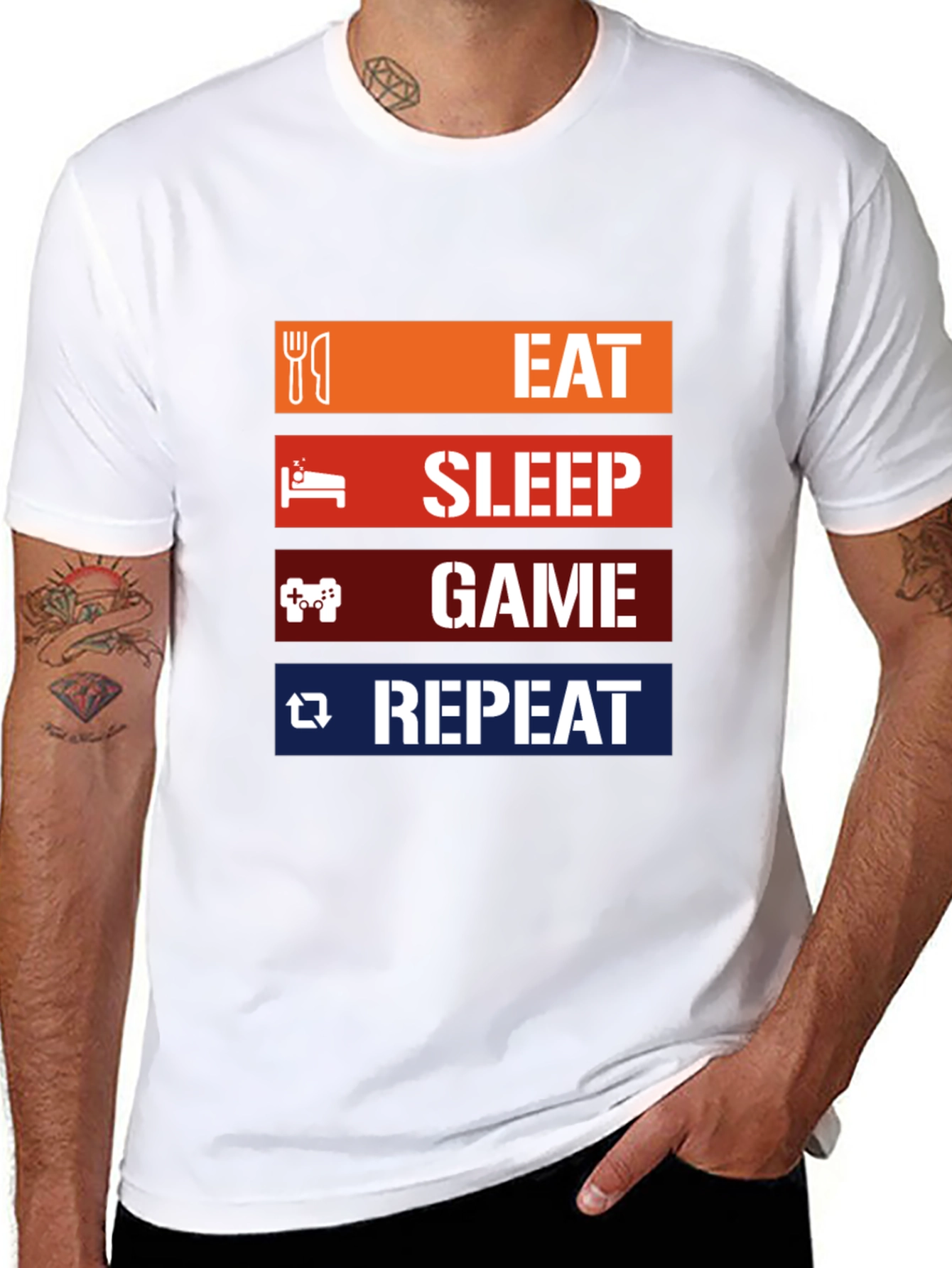 Eat Sleep Game Repeat Black T-Shirt