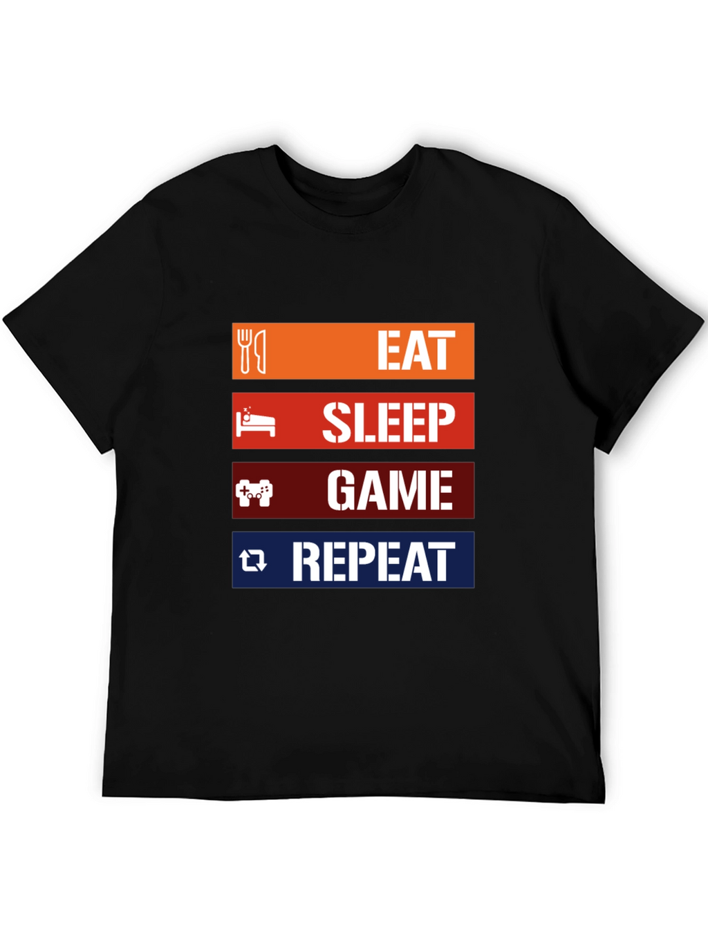 Eat Sleep Game Repeat Black T-Shirt