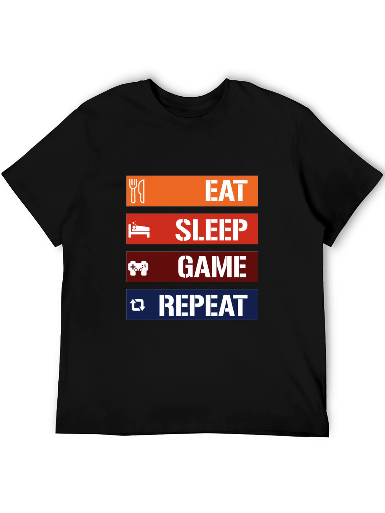 Eat Sleep Game Repeat Black T-Shirt