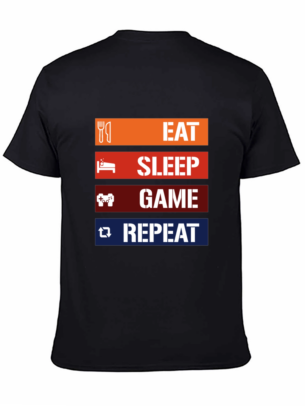 Eat Sleep Game Repeat Black T-Shirt