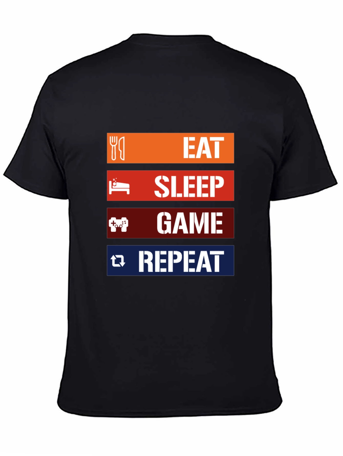 Eat Sleep Game Repeat Black T-Shirt