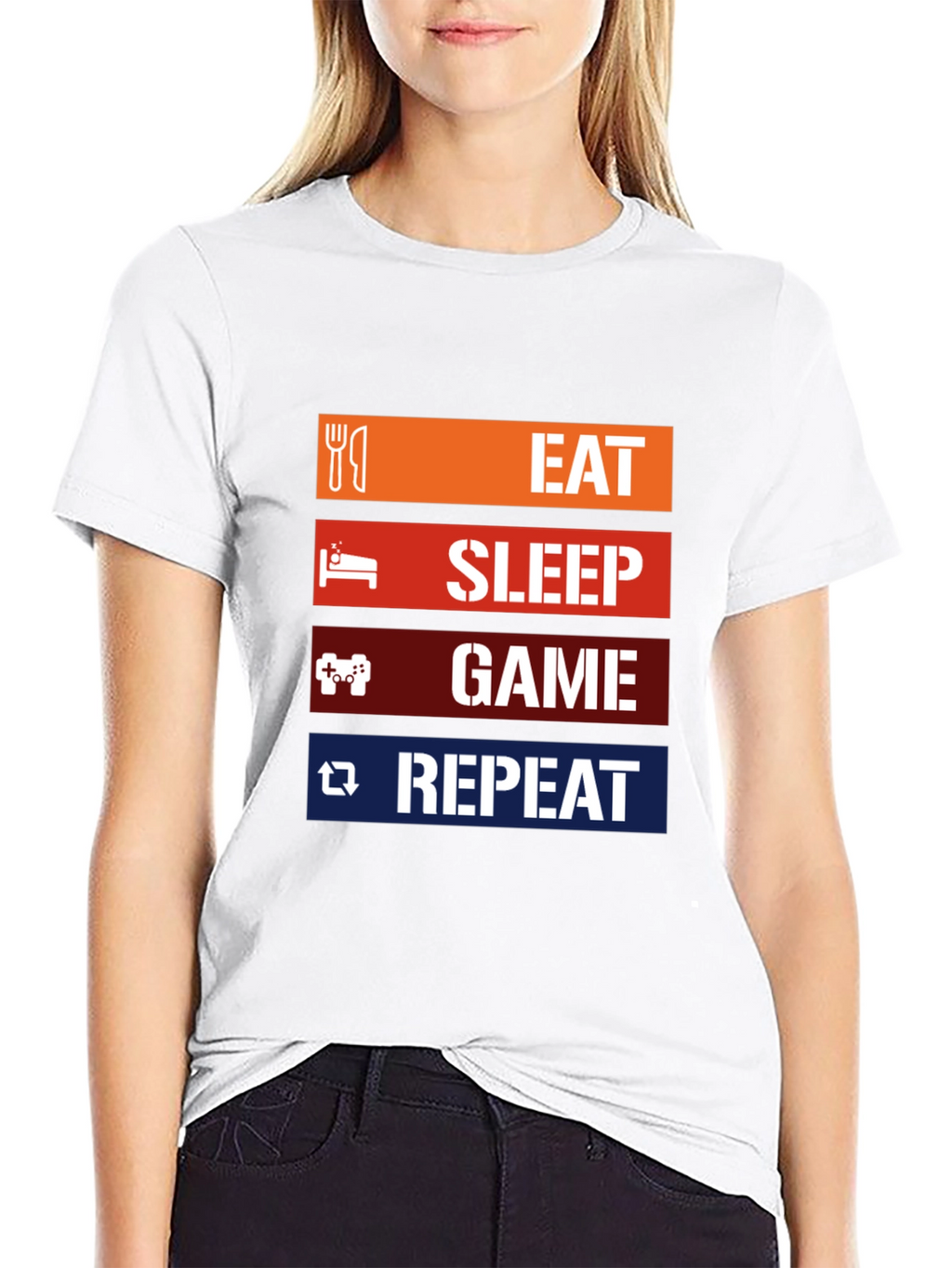 Eat Sleep Game Repeat Black T-Shirt