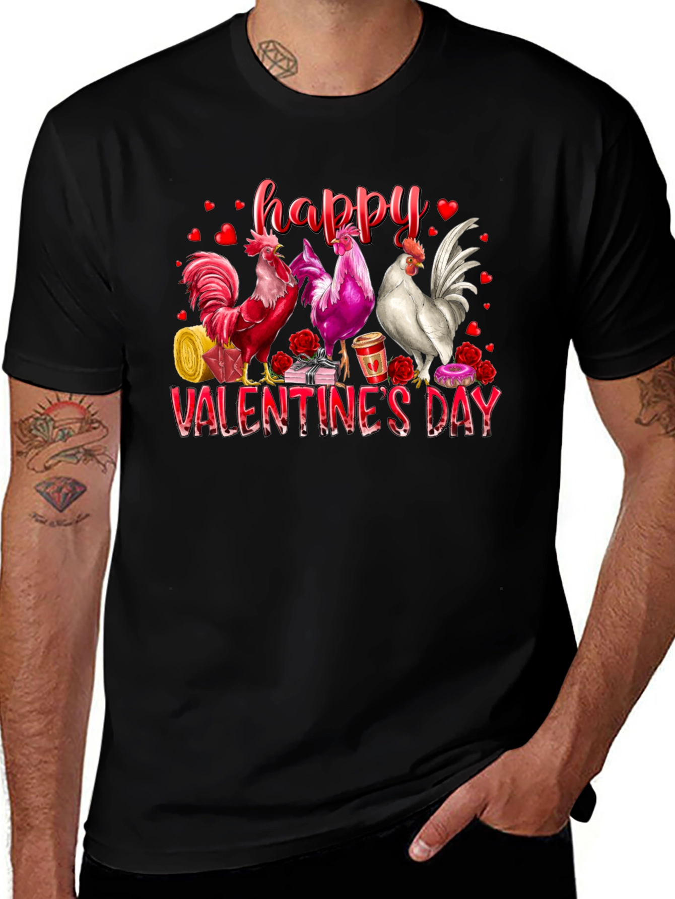 Happy Valentines Day Rooster Graphic Tee