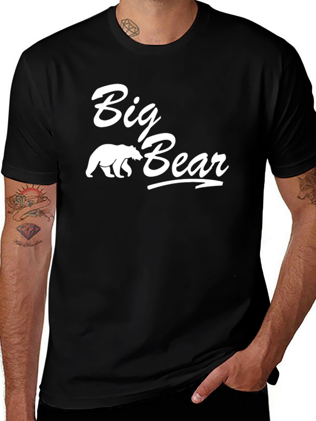 Big Bear Graphic T-Shirt - Black Cotton Blend