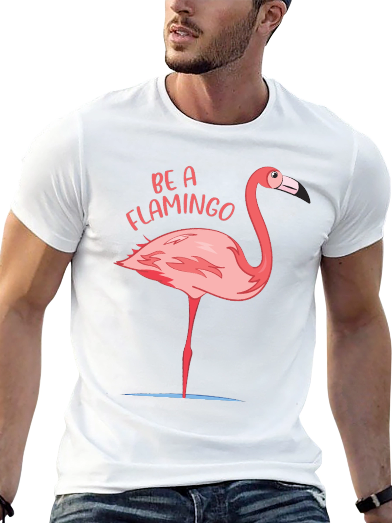 Be a Flamingo Graphic T-Shirt - Black Casual Tee
