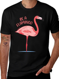 Be a Flamingo Graphic T-Shirt - Black Casual Tee