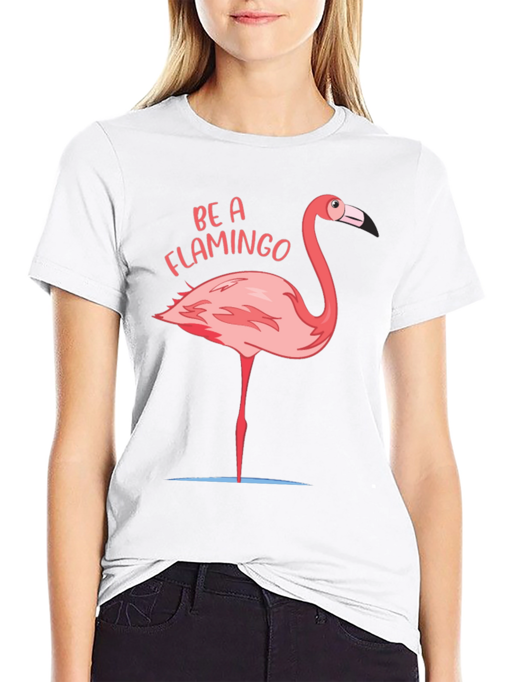 Be a Flamingo Graphic T-Shirt - Black Casual Tee