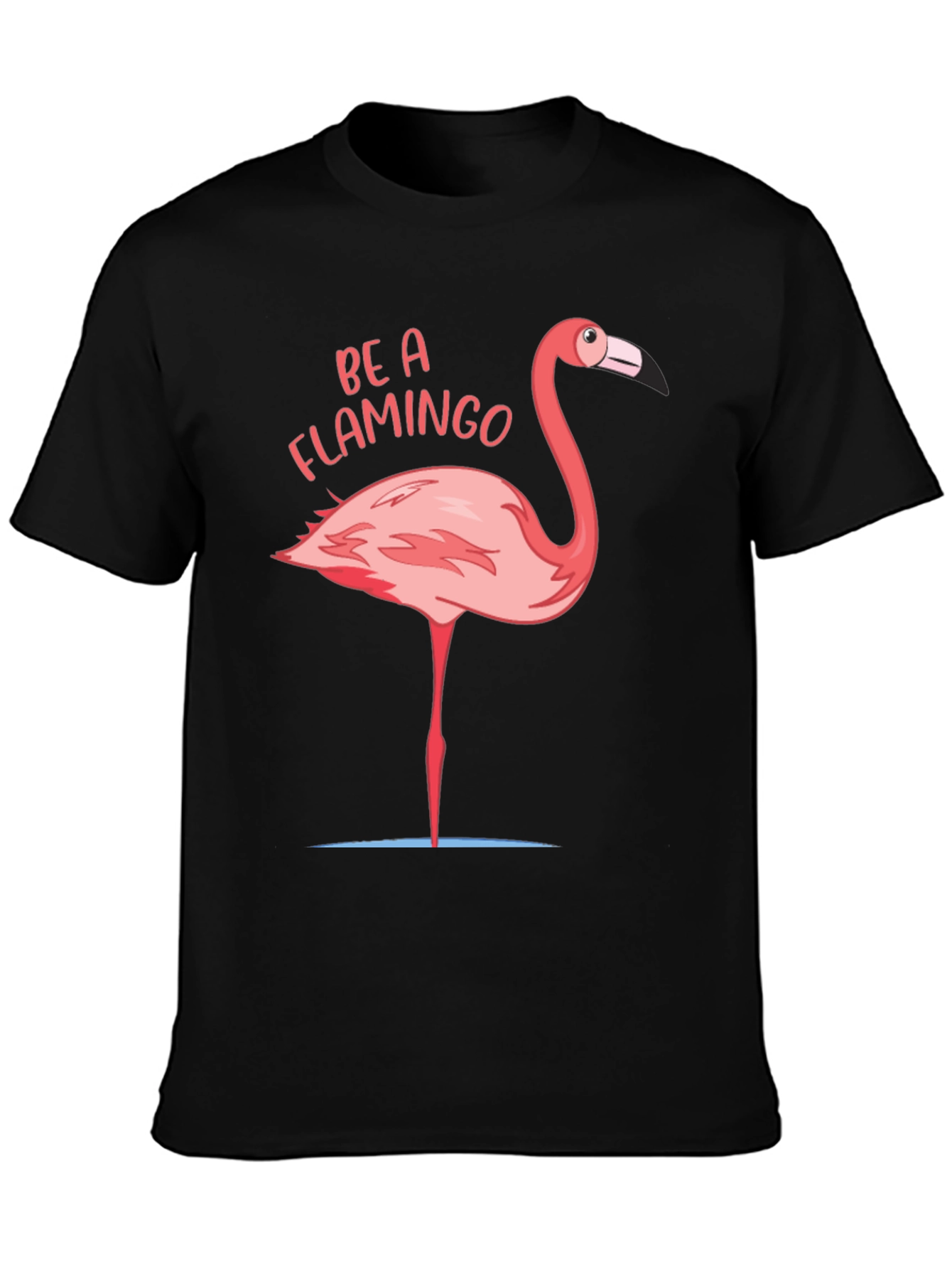 Be a Flamingo Graphic T-Shirt - Black Casual Tee