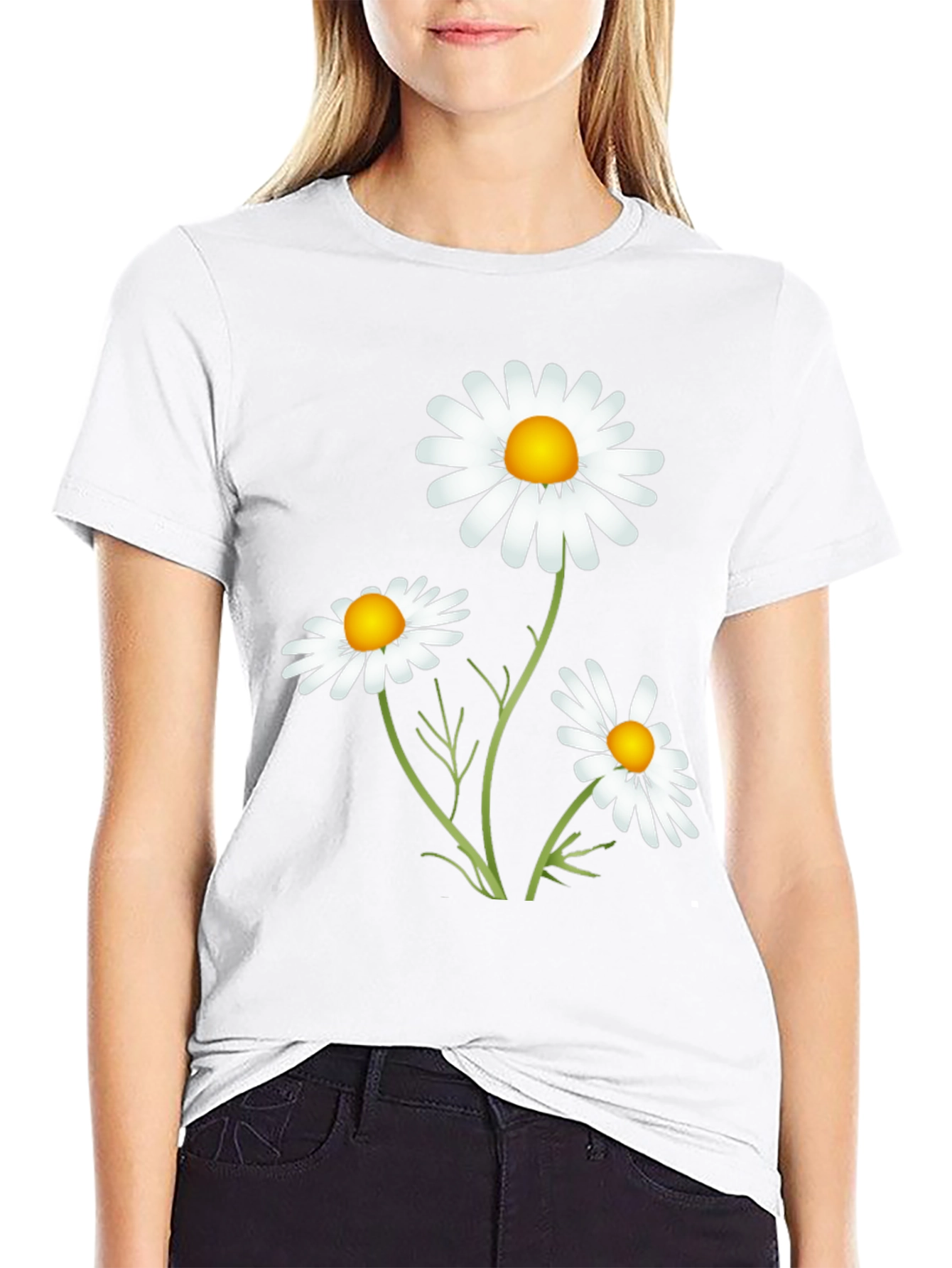 Daisy Graphic T-Shirt - Casual Black Tee