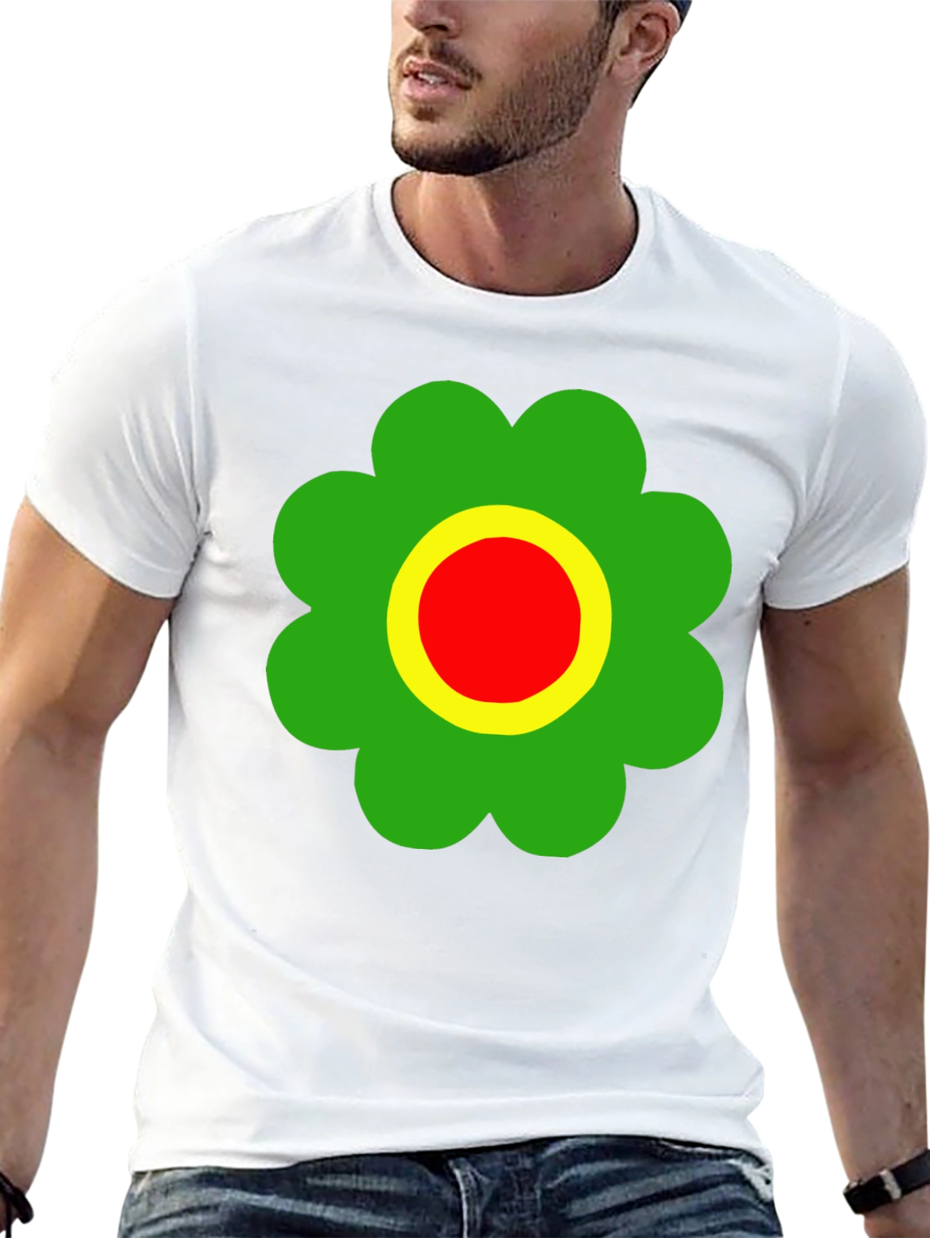 Retro Flower Power T-Shirt - Black