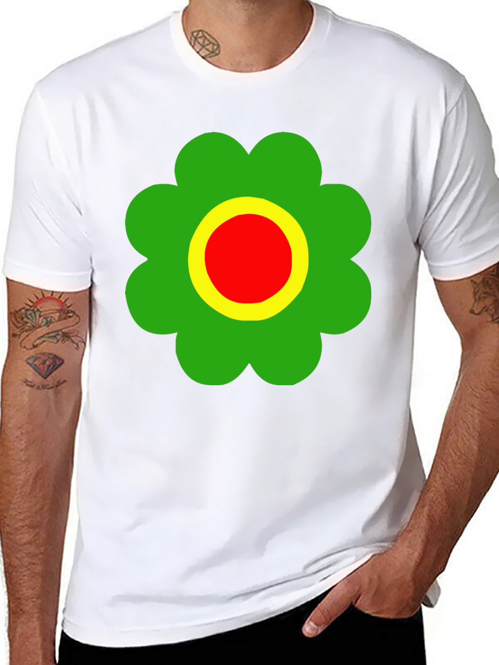 Retro Flower Power T-Shirt - Black