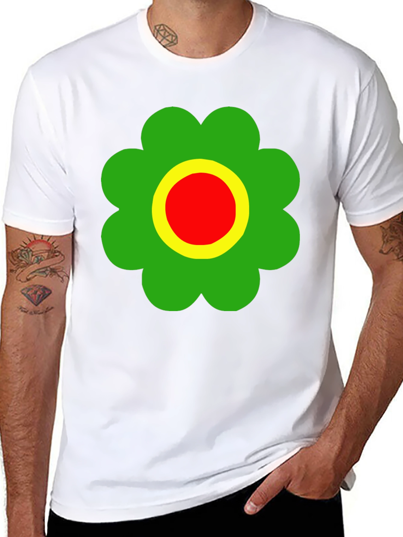 Retro Flower Power T-Shirt - Black