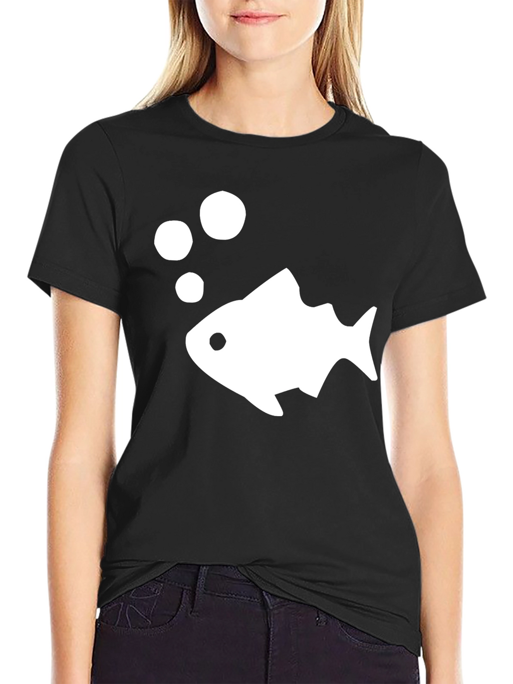 Fish Graphic T-Shirt - Casual Black Tee