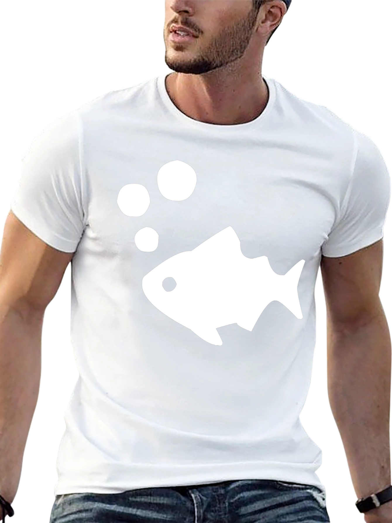 Fish Graphic T-Shirt - Casual Black Tee